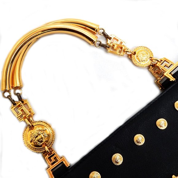 Versace Gold Medusa Leather Hand bag! Stunning! - Picture 5 of 13